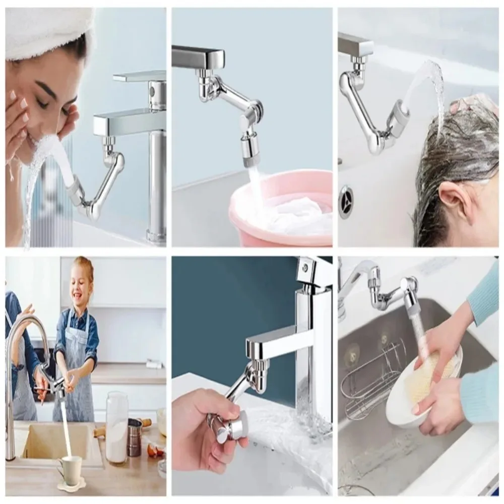FlexiFlowPro™ 1080° Swivel Faucet Extender with Filter & Dual Spray Modes + 4 Filters
