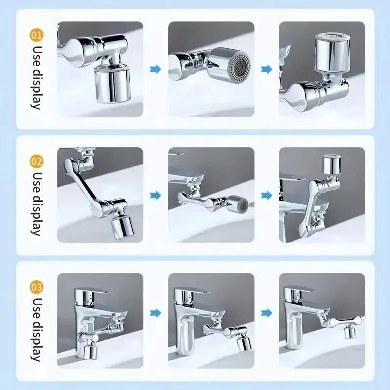 FlexiFlowPro™ 1080° Swivel Faucet Extender with Filter & Dual Spray Modes + 4 Filters