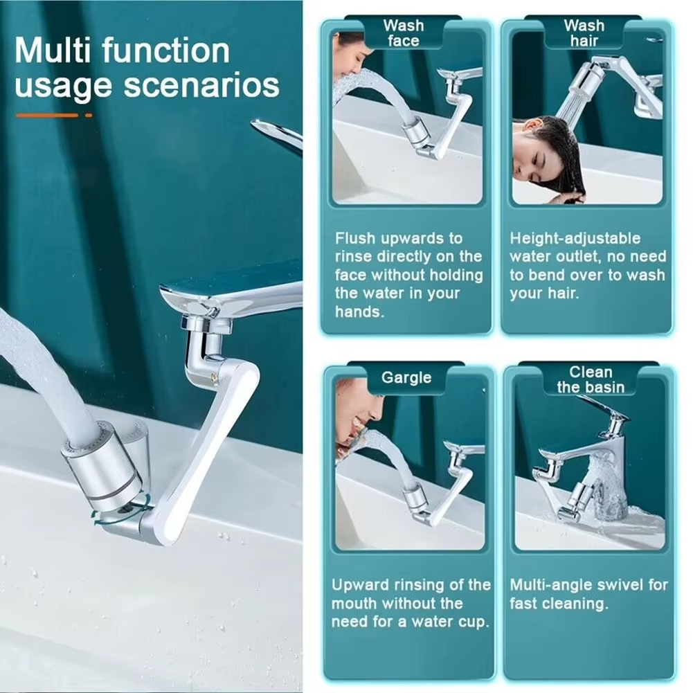 FlexiFlowPro™ 1080° Swivel Faucet Extender with Filter & Dual Spray Modes + 4 Filters